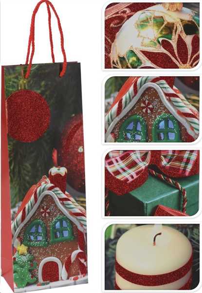 BORSA BOTTIGLIA NATALE 36CM 4A