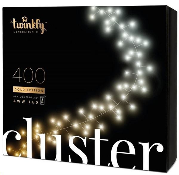 TWINKLY CLUSTER 400 LED AWW BLACK WIRE PLUG F-en