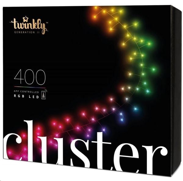 TWINKLY CLUSTER 400 LED RGB BLACK WIRE PLUG F-en