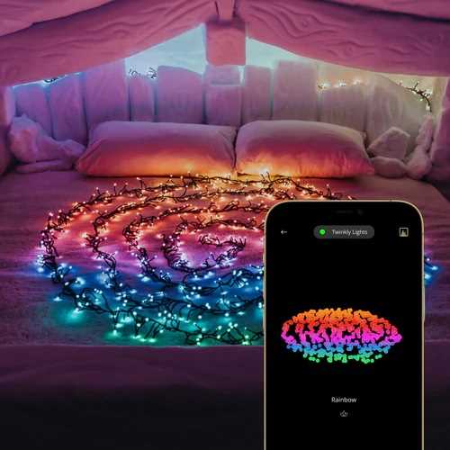 TWINKLY CLUSTER 400 LED RGB BLACK WIRE PLUG F-en