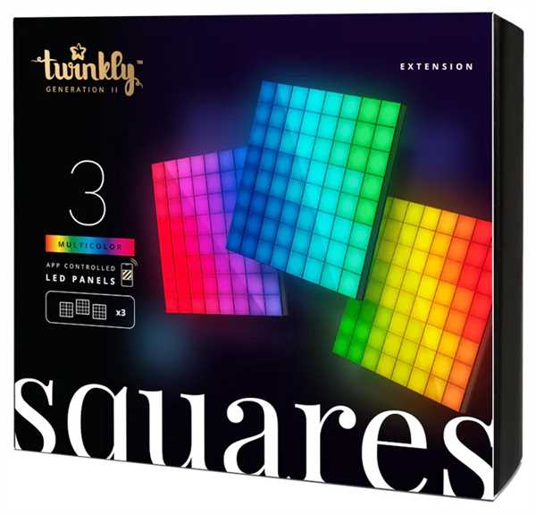 3 PANNELLI A LED 64 RGB PIXELS 20X20CM IP20 APP CONTROL-EXT.