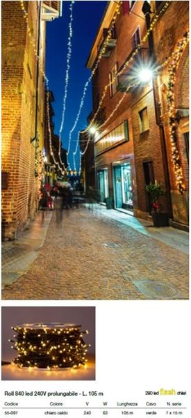 CATENA ROLL PROF.L.CALDA 560LED+280FLASH L.105M C/VERDE PROL