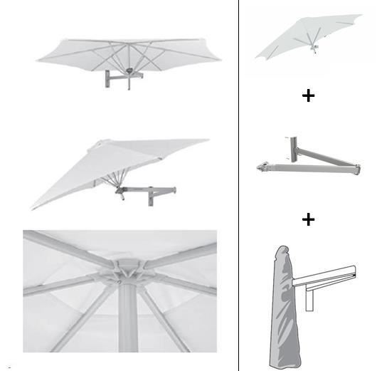 OMBRELLONE PARAFLEX ESAGONALE D.2,7MT +BRACCIO MURO+CUSTODIA