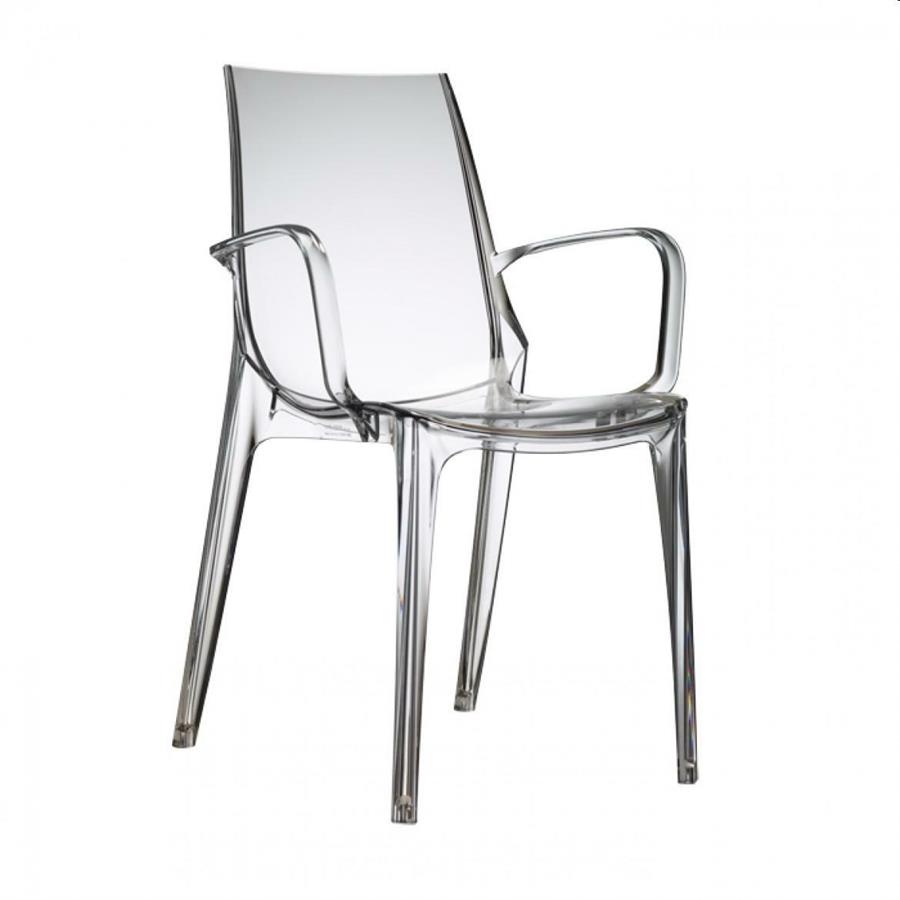 SEDIA VANITY CON BRACCIOLI POLICARB. TRASPARENTE IGNIFUGA