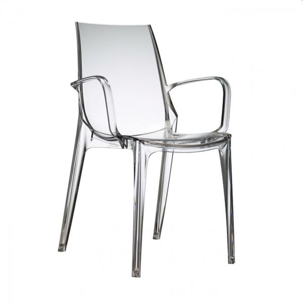 SEDIA VANITY CON BRACCIOLI POLICARB. TRASPARENTE IGNIFUGA