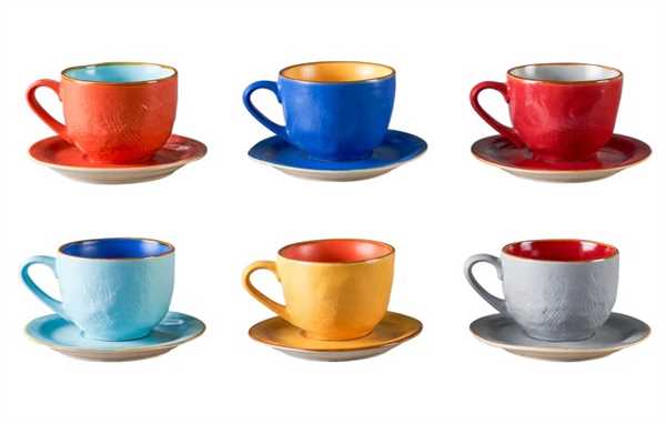 TAZZA CON PIATTINO MEDITERRANEO COLORI ASSORTITI