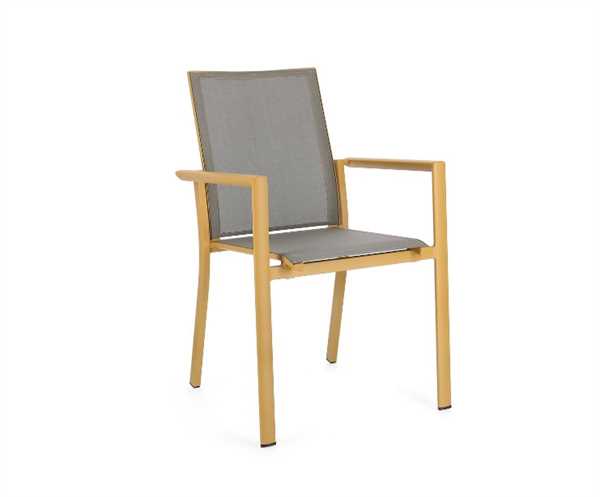 SEDIA CON BRACCIOLI DA ESTERNO KONNOR SENAPE CM.56X60XH88