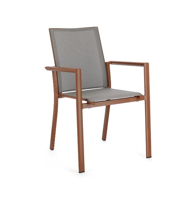 SEDIA CON BRACCIOLI DA ESTERNO KONNOR TERRACOTTA CM56X60XH88
