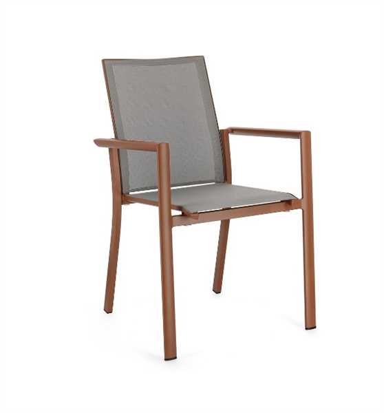 SEDIA CON BRACCIOLI DA ESTERNO KONNOR TERRACOTTA CM56X60XH88