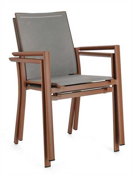 SEDIA CON BRACCIOLI DA ESTERNO KONNOR TERRACOTTA CM56X60XH88