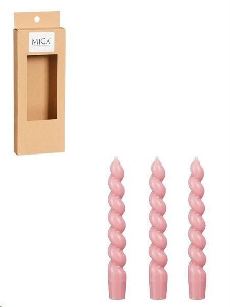 3 CANDELE INTRECCIATE ROSA- H18,5XD2,4CM