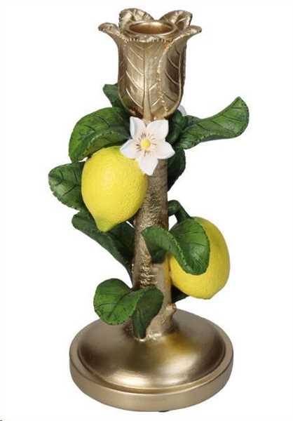 CANDLE STICK LEMON POLYRESIN YELLOW 11X10.5X21.5CM-en