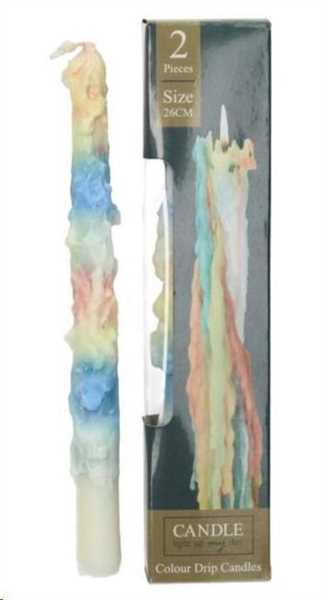 CANDELA GOCCIOLANTE MULTICOLOR 6X2.7X26CM BOX/2