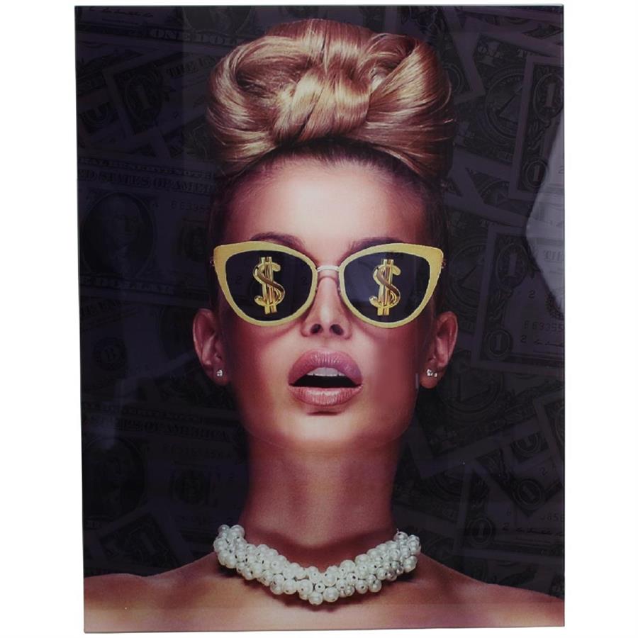 WALL PLAQUE LADY SUNGLASSES GLASS GOLD 60X0.4X80CM