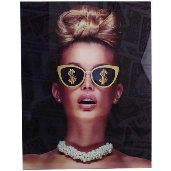 WALL PLAQUE LADY SUNGLASSES GLASS GOLD 60X0.4X80CM