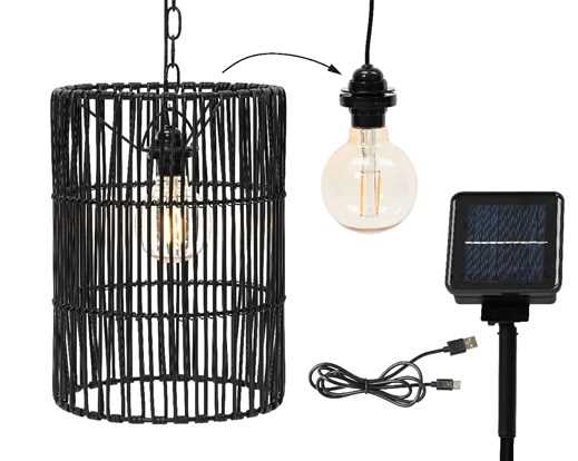 LAMPADARIO VIMINI OUTDOOR A ENERGIA SOLARE CM.Ø23,8 H32,5