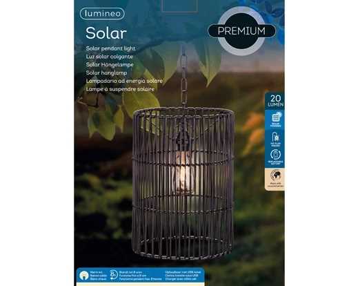 LAMPADARIO VIMINI OUTDOOR A ENERGIA SOLARE CM.Ø23,8 H32,5