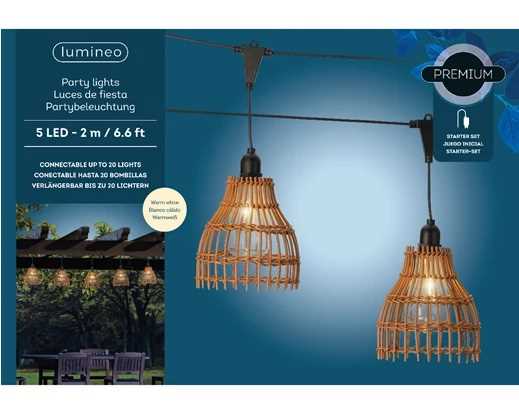 CORDONIERA NATURAL PARTY 5 LED FISSO OUTDOOR CM.200 L.CALDA