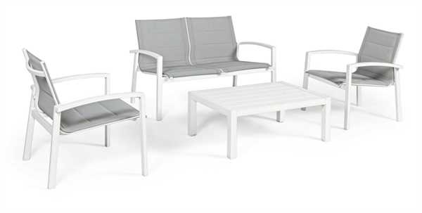 SALOTTO LAIKEN BIANCO IN ALLUMINIO  DIVANO CM.125 LUNGHEZZA