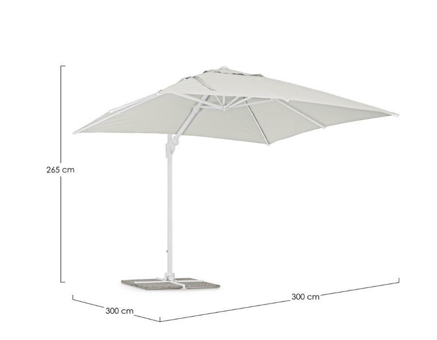 OMBRELLONE BRACCIO EDEN BIANCO LATERALE MT.3X3 NO MATTONELLE