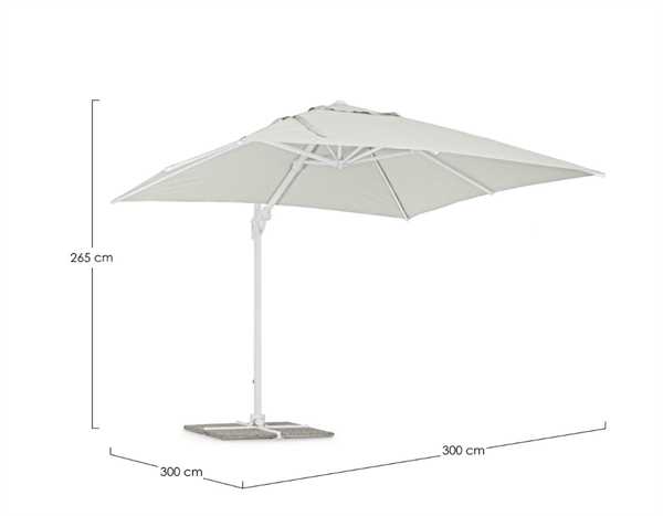 OMBRELLONE BRACCIO EDEN BIANCO LATERALE MT.3X3 NO MATTONELLE