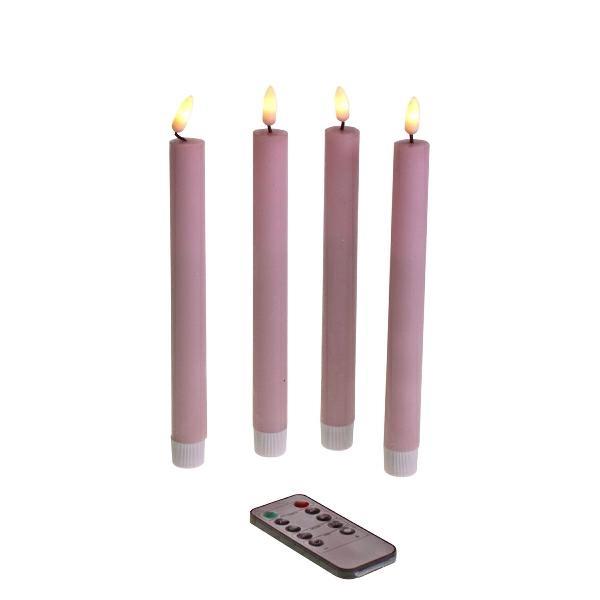 S/4 LED TAPER CANDLE LIGHT PINK PLASTIC LED CM 24,5H