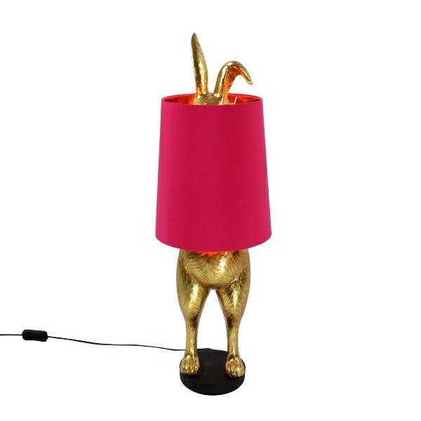 TABLE LAMP HIDING BUNNY GOLD/PINK POLY. CM 24X24X74H E27