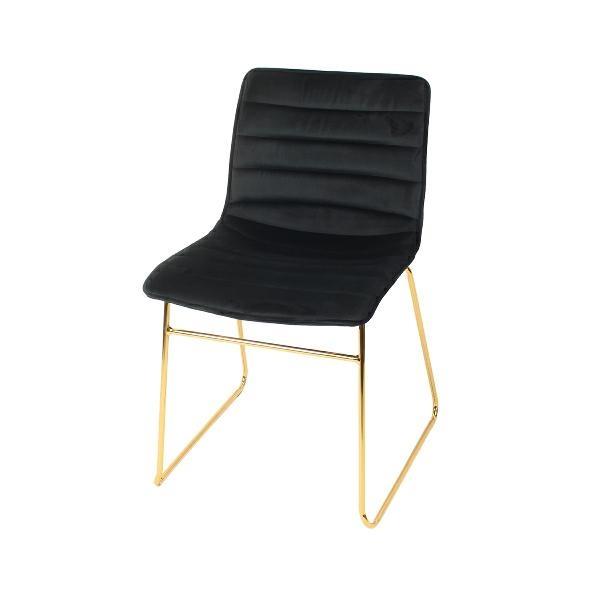 SEDIA IN VELLUTO NERO CON GAMBE METALLO GOLD 45X55X80H CM