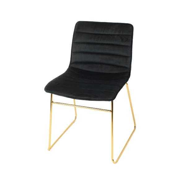 SEDIA IN VELLUTO NERO CON GAMBE METALLO GOLD 45X55X80H CM