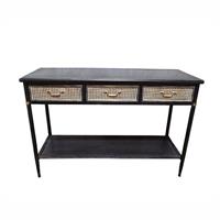 TABLE W. DRAWERS BLACK/GOLD IRON CM 120X45X80H