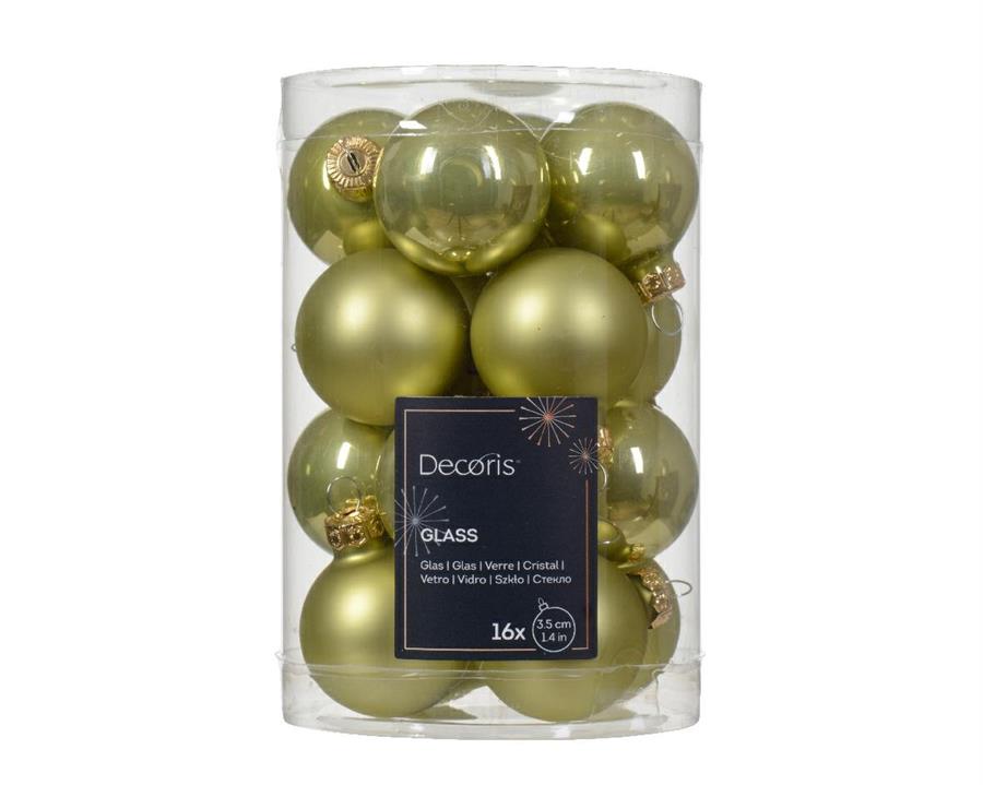 CONFEZIONE 16 PALLINE DI NATALE VETRO DIA3,50CM PISTACHIO