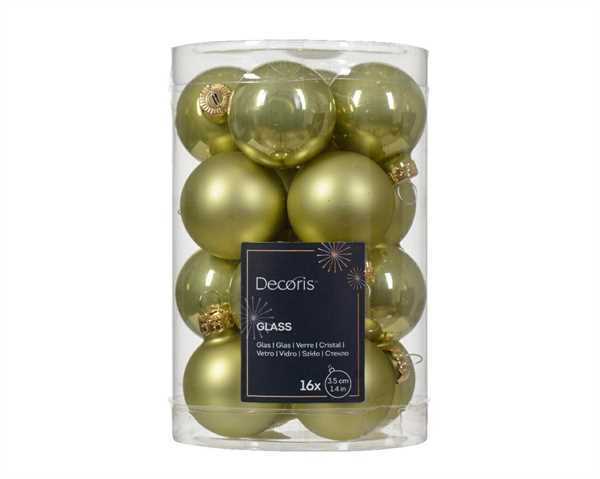 CONFEZIONE 16 PALLINE DI NATALE VETRO DIA3,50CM PISTACHIO
