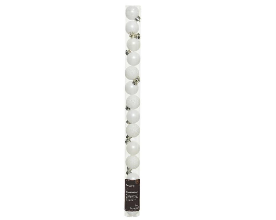CONFEZIONE 14 PALLINE DI NATALE PLASTICA DIA3CM WINTER WHITE