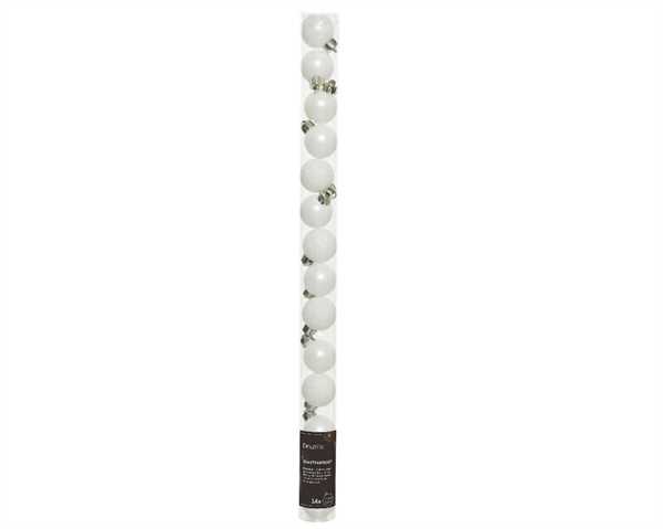 CONFEZIONE 14 PALLINE DI NATALE PLASTICA DIA3CM WINTER WHITE