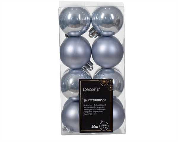 CONFEZIONE 16 PALLINE DI NATALE PLASTICA DIA4CM HAZY BLUE