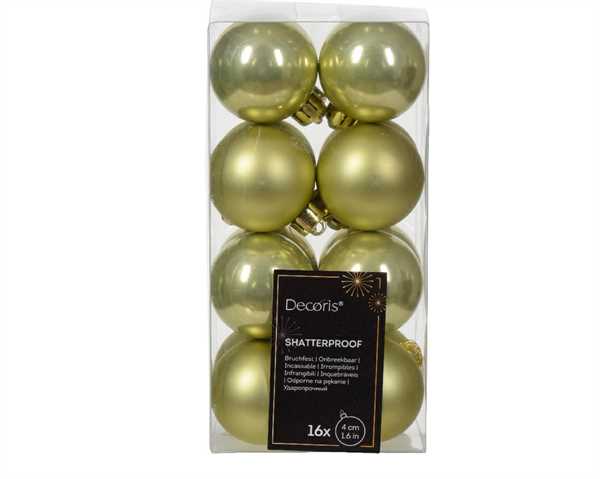 CONFEZIONE 16 PALLINE DI NATALE PLASTICA DIA4CM PISTACHIO