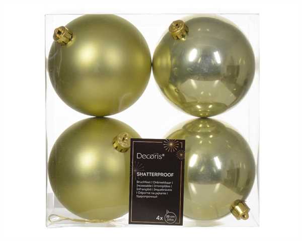 CONFEZIONE 4 PALLINE DI NATALE PLASTICA DIA10CM PISTACHIO
