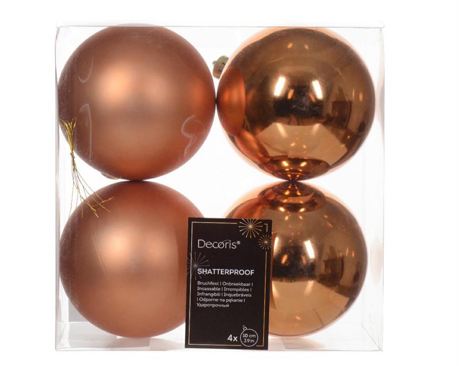 CONFEZIONE 4 PALLINE DI NATALE PLASTICA DIA10CM RED COPPER