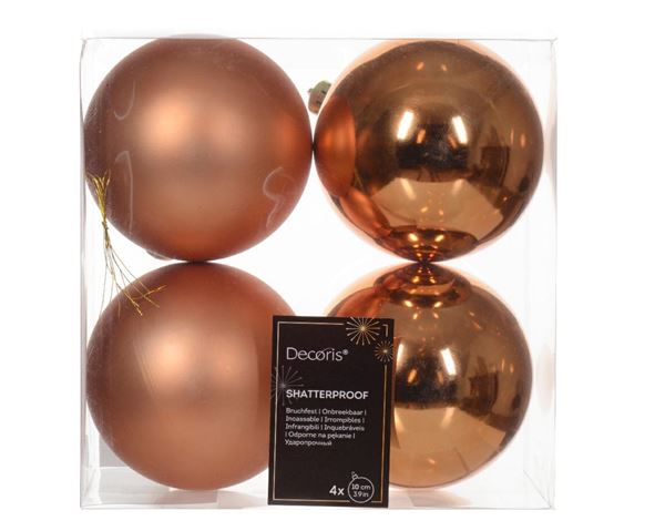 CONFEZIONE 4 PALLINE DI NATALE PLASTICA DIA10CM RED COPPER