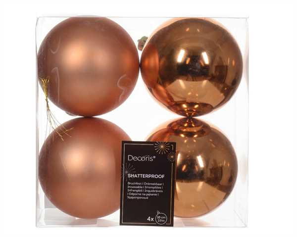 CONFEZIONE 4 PALLINE DI NATALE PLASTICA DIA10CM RED COPPER