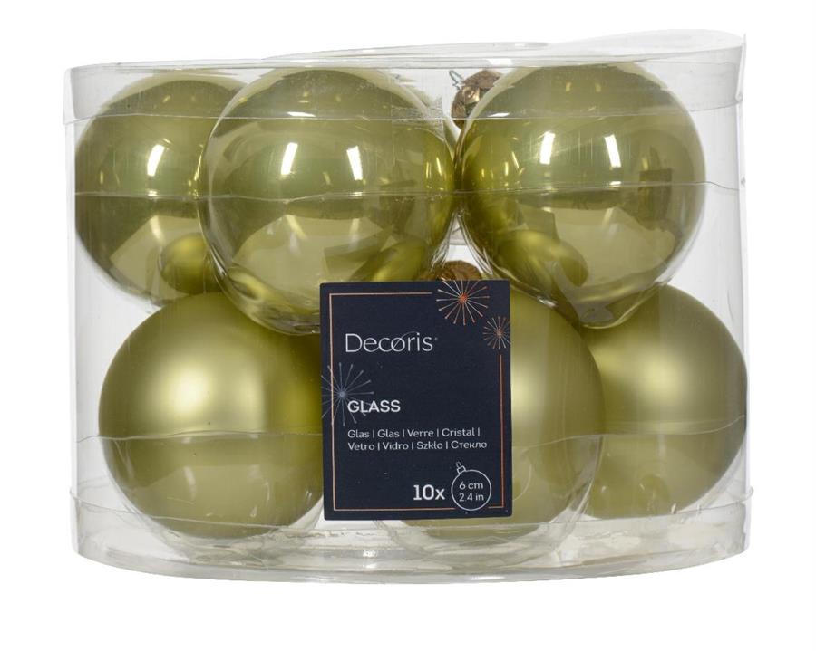 CONFEZIONE 10 PALLINE DI NATALE VETRO DIA6CM PISTACHIO