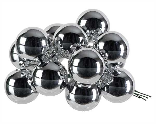 GRAPPOLO 12 PALLINE NATALE VETRO DIA2,5CM SILVER LUCIDO