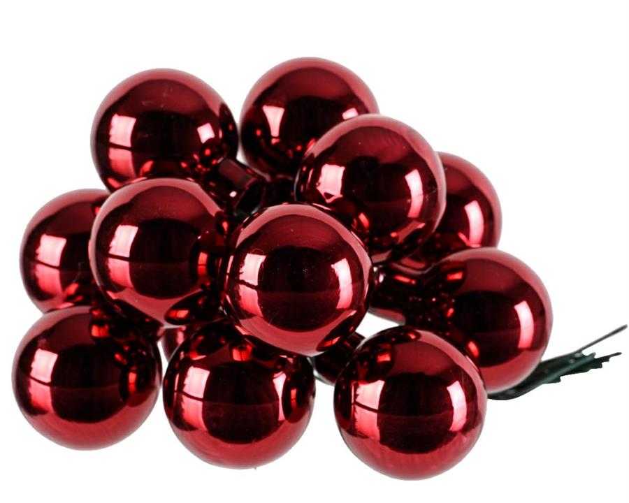 GRAPPOLO 12 PALLINE NATALE VETRO DIA2,5CM OXBLOOD LUCIDO