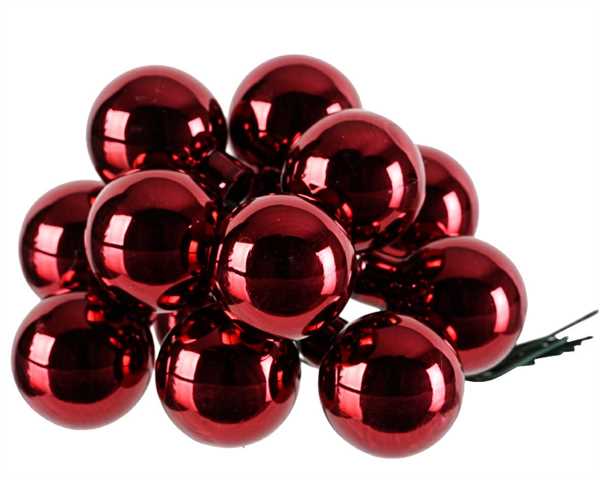 GRAPPOLO 12 PALLINE NATALE VETRO DIA2,5CM OXBLOOD LUCIDO