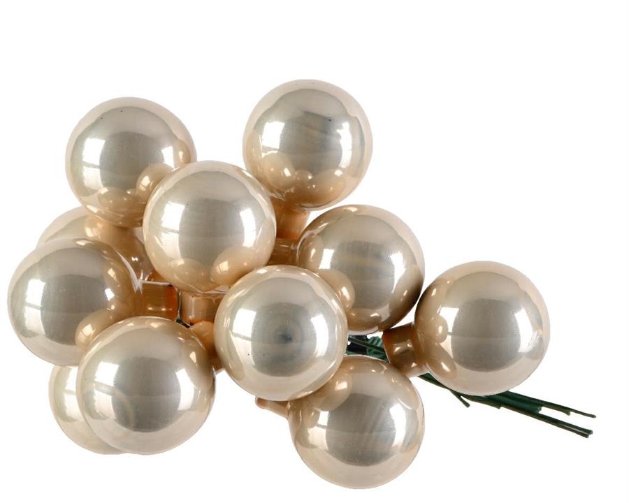 GRAPPOLO 12 PALLINE NATALE VETRO DIA2,5CM PEARL LUCIDO