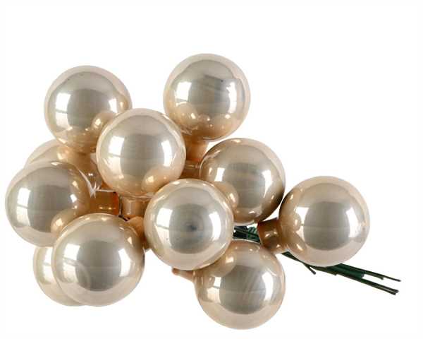GRAPPOLO 12 PALLINE NATALE VETRO DIA2,5CM PEARL LUCIDO