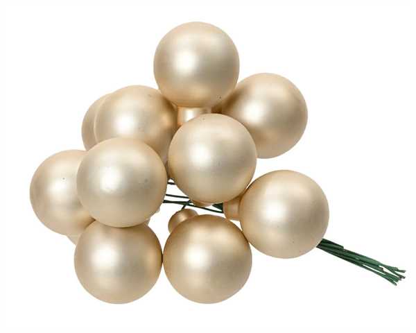 GRAPPOLO 12 PALLINE NATALE VETRO DIA2,5CM PEARL OPACO