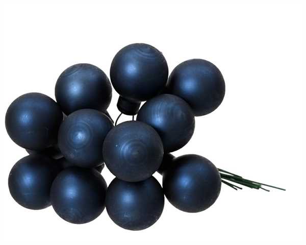 GRAPPOLO 12 PALLINE NATALE VETRO DIA2,5CM NIGHT BLUE OPACO