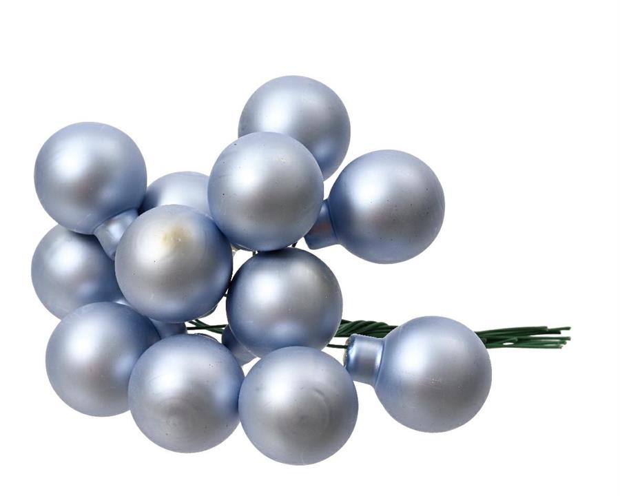 GRAPPOLO 12 PALLINE NATALE VETRO DIA2,5CM HAZY BLUE OPACO