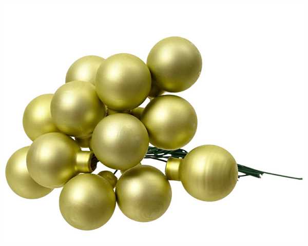 GRAPPOLO 12 PALLINE NATALE VETRO DIA2,5CM PISTACHIO OPACO